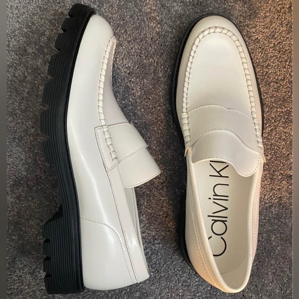 Calvin Klein Men's White and Black Loafers